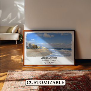 Virginia Beach Virginia Poster, Watercolor, Custom Poster
