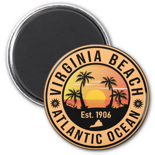 Virginia Beach Virginia Retro Sunset Souvenirs 60s Magnet