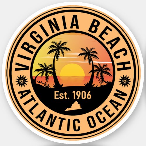 Virginia Beach Virginia Retro Sunset Souvenirs 60s Sticker