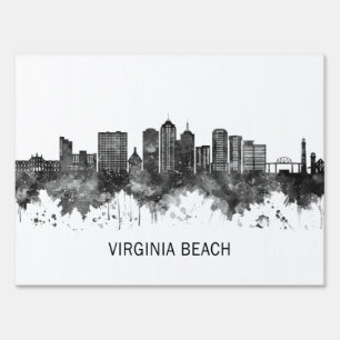 Virginia Beach Virginia Skyline BW Sign