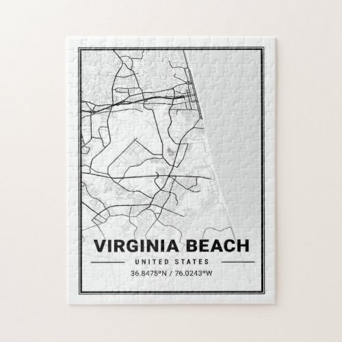 Virginia Beach Virginia USA Travel City Map Jigsaw Puzzle