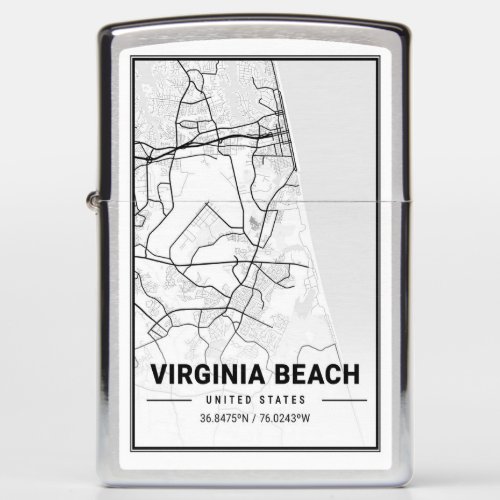 Virginia Beach Virginia USA Travel City Map Zippo Lighter