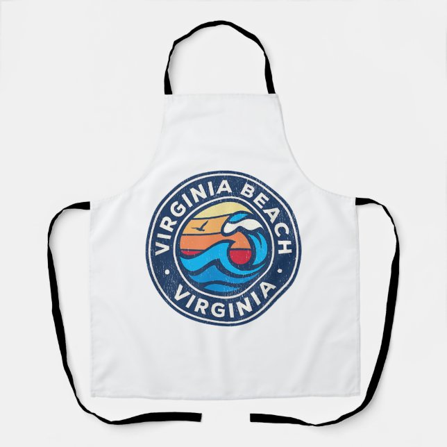 Virginia Beach Virginia VA Vintage Nautical Waves  Apron (Front)