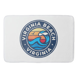 Virginia Beach Virginia VA Vintage Nautical Waves  Bath Mat