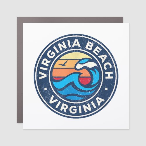 Virginia Beach Virginia VA Vintage Nautical Waves  Car Magnet