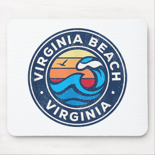 Virginia Beach Virginia VA Vintage Nautical Waves  Mouse Pad
