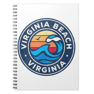 Virginia Beach Virginia VA Vintage Nautical Waves  Notebook