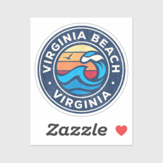 Virginia Beach Virginia VA Vintage Nautical Waves  Sticker