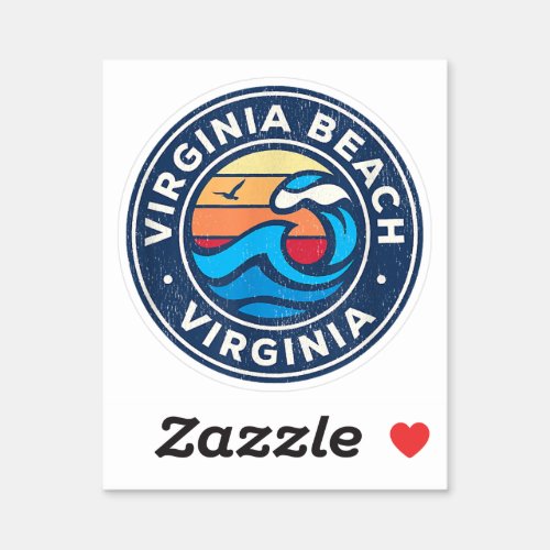 Virginia Beach Virginia VA Vintage Nautical Waves  Sticker