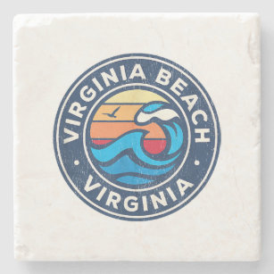 Virginia Beach Virginia VA Vintage Nautical Waves  Stone Coaster