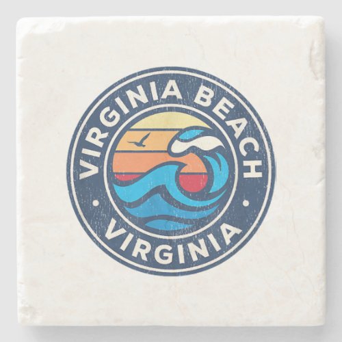 Virginia Beach Virginia VA Vintage Nautical Waves  Stone Coaster