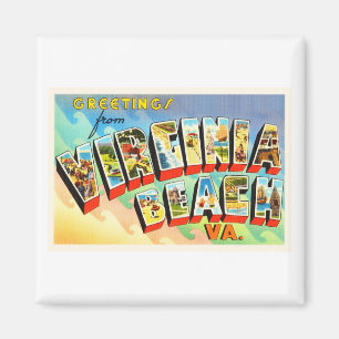 Virginia Beach Virginia VA Vintage Travel Postcard Magnet