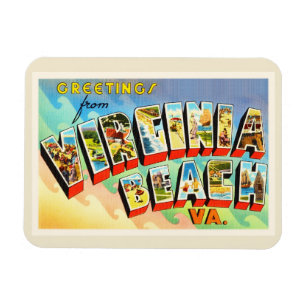 Virginia Beach Virginia VA Vintage Travel Postcard Magnet