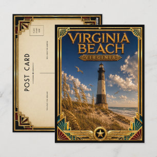 Virginia Beach Virginia Vintage Art Deco Golden Postcard