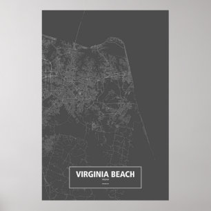 Virginia Beach, Virginia (white on black) Poster
