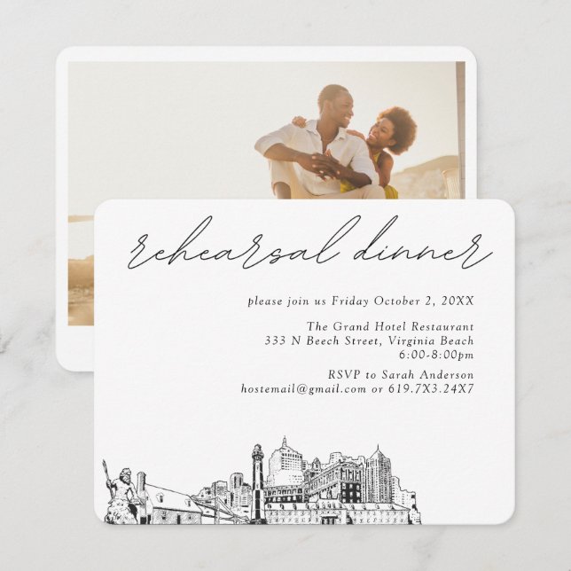 Virginia Beach Wedding Elegant Rehearsal Dinner Enclosure Card (Front/Back)