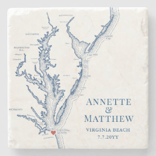 Virginia Beach Wedding Favor Chesapeake Bay  Stone Coaster