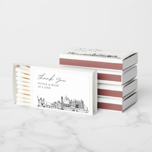 Virginia Beach Wedding Favor Custom Thank You Matchboxes (Stacked)