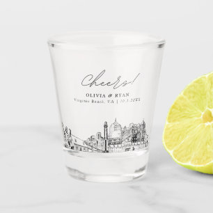 Virginia Beach Wedding Favor Personalized Cheers Shot Glass