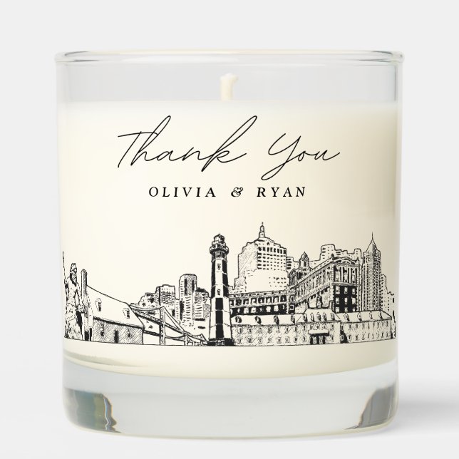 Virginia Beach Wedding Thank You Gift Candle (Front)