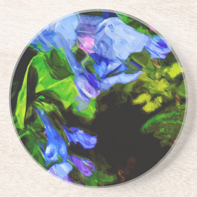 Virginia Bluebell Wildflower Impressionist Drink Coaster (Front)