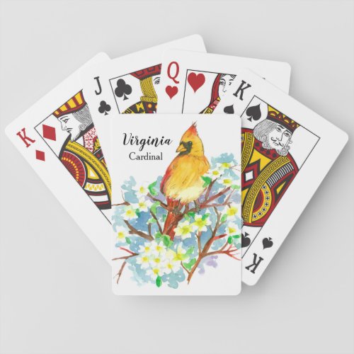 Virginia Cardinal Dogwood Flower Tree Playing Cards