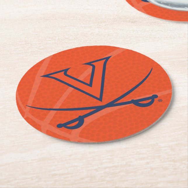 Virginia Cavaliers Basketball Round Paper Coaster (Angled)
