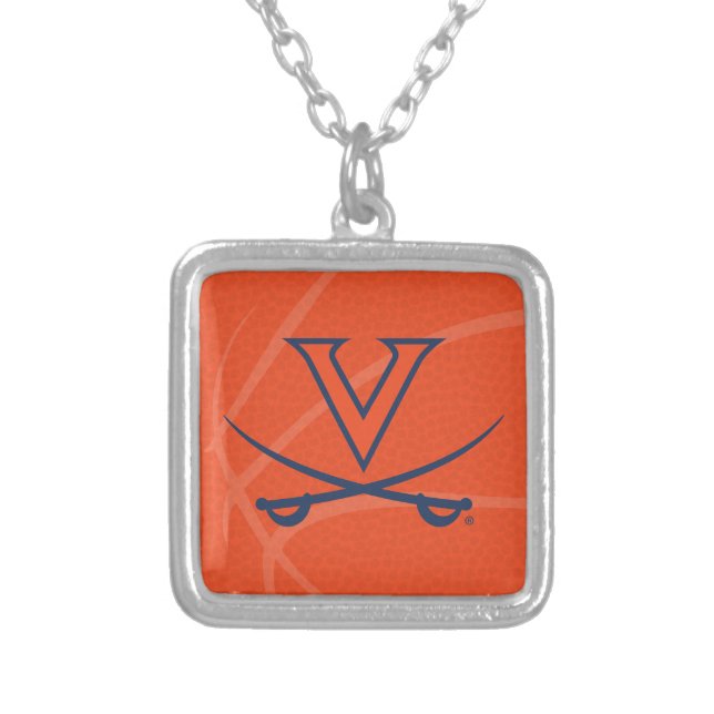 Virginia Cavaliers Basketball Silver Plated Necklace (Front)