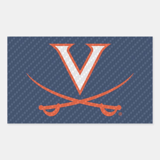 Virginia Cavaliers Carbon Fiber Rectangular Sticker (Front)