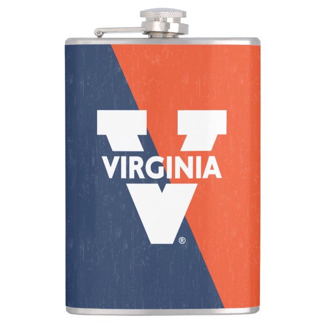 Virginia Cavaliers Color Block Distressed Flask (Front)