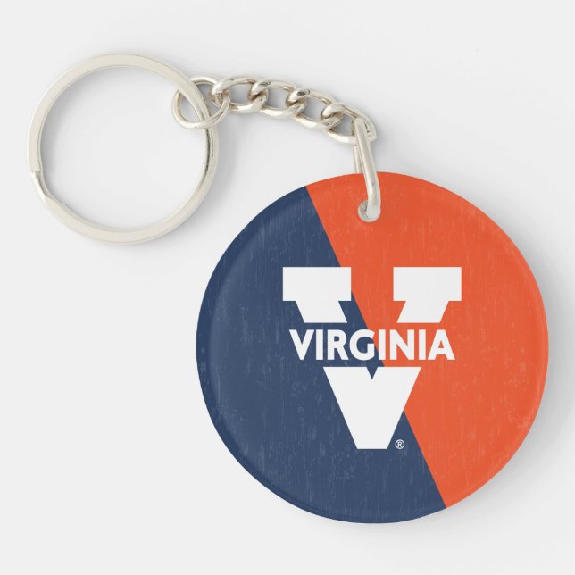 Virginia Cavaliers Color Block Distressed Keychain (Front)