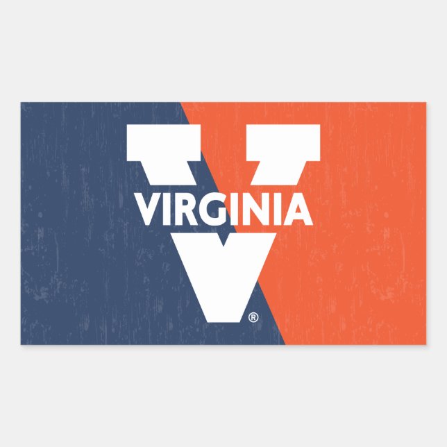 Virginia Cavaliers Color Block Distressed Rectangular Sticker (Front)