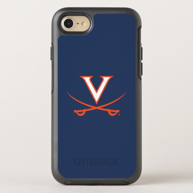 Virginia Cavaliers V Swords | Orange Otterbox iPhone Case (Back)
