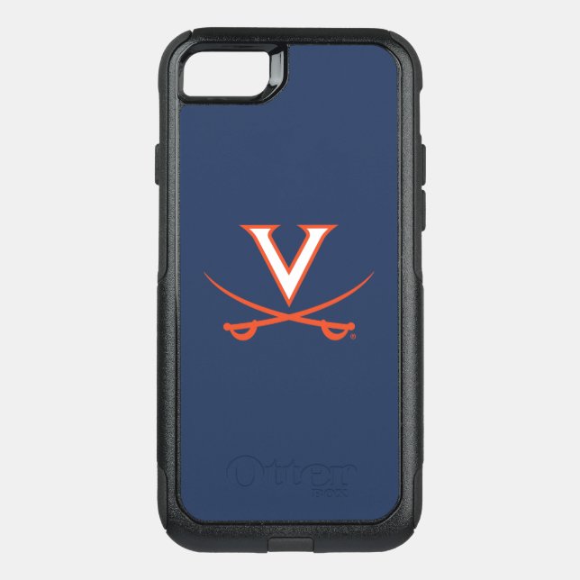 Virginia Cavaliers V Swords | Orange Otterbox iPhone Case (Back)