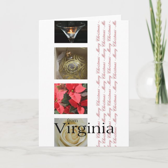 Virginia  Christmas Card, state specific Holiday Card (Front)