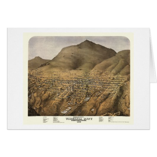 Virginia City, NV Panoramic Map - 1875 Cards (Front Horizontal)