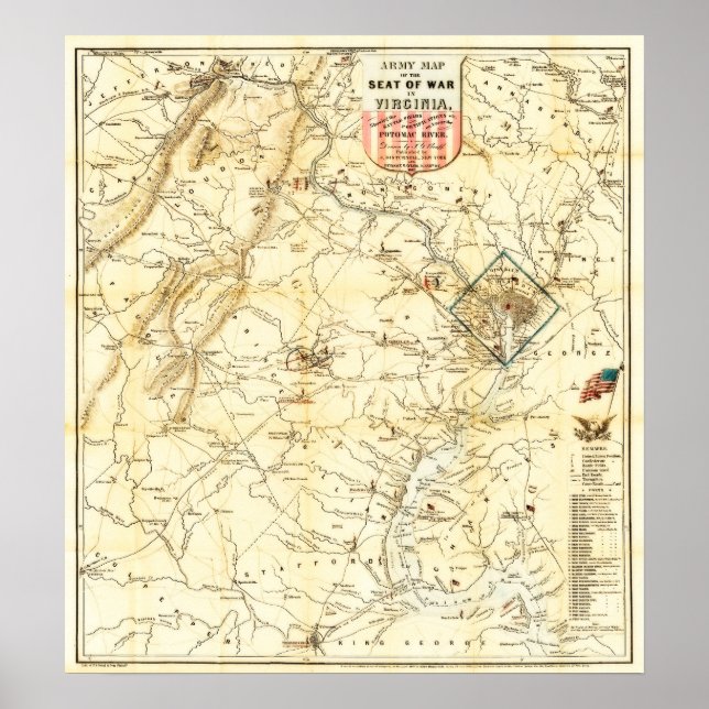 Virginia Civil War Battle Map 1862  Poster (Front)