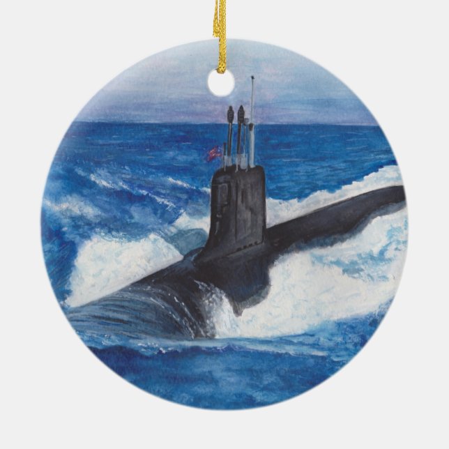 Virginia Class Warriors Submarine Ceramic Ornament (Back)