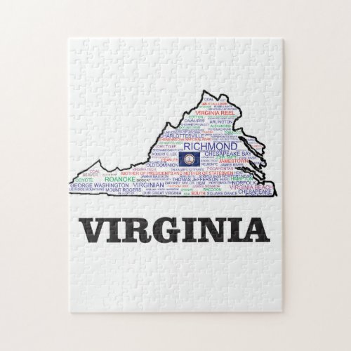 VIRGINIA CLUSTER OF WORDS JIGSAW PUZZLE