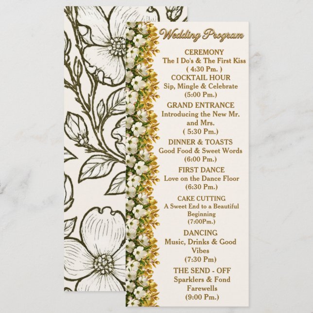 Virginia Dogwood Wedding Program Card (Front/Back)