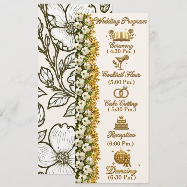 Virginia Dogwood Wedding Program Card (Front/Back)