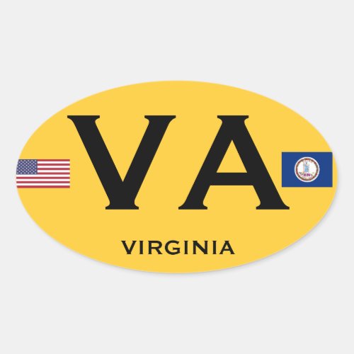 Virginia European Style Oval Sticker
