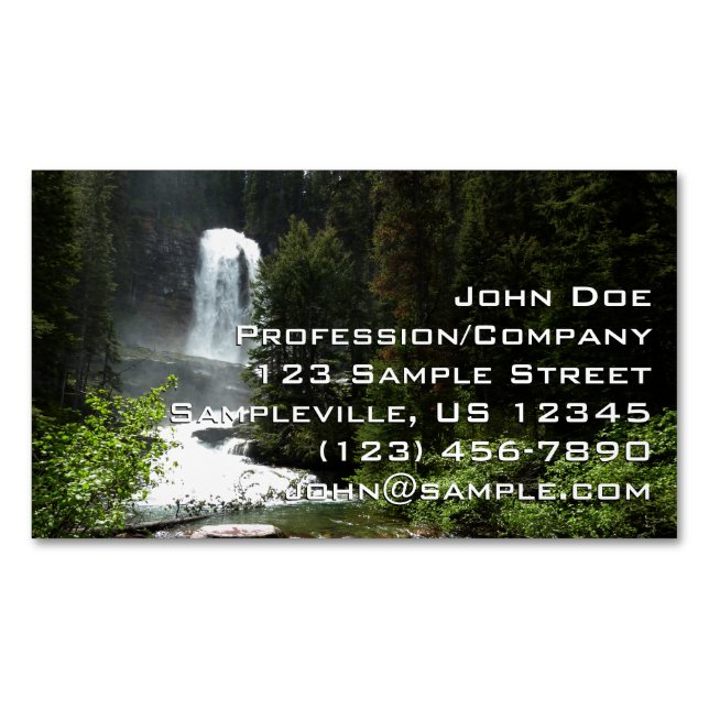 Virginia Falls at Glacier National Park Business Card Magnet (Front)