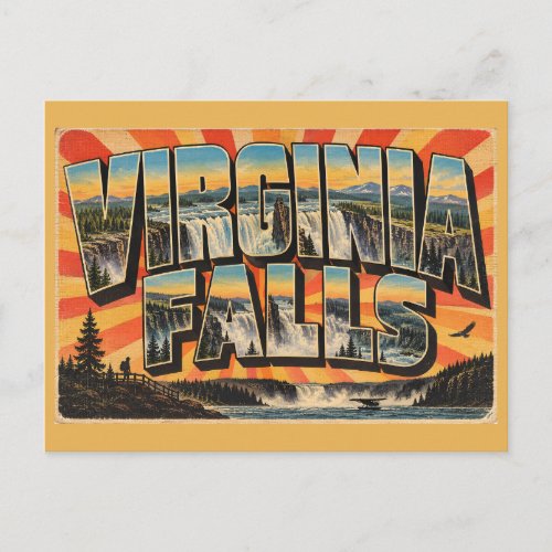 Virginia Falls NT Mighty Waterfall Canyon Art Postcard