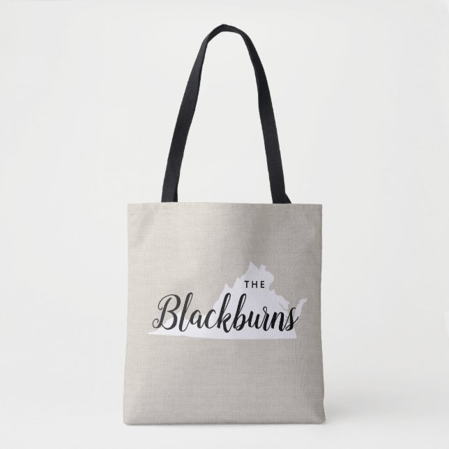 Virginia Family Monogram State Tote Bag (Front)