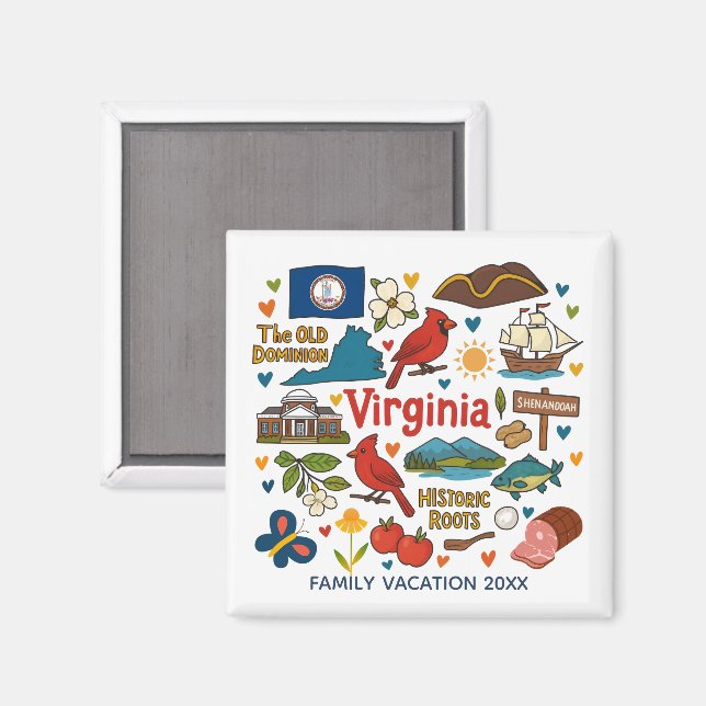 Virginia Family Trip Keepsake Personalized Magnet (Front/Back)