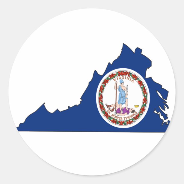 Virginia Flag Map Classic Round Sticker (Front)