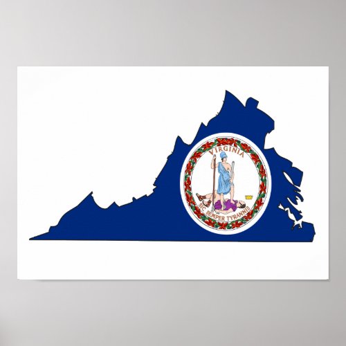 Virginia Flag Map Poster