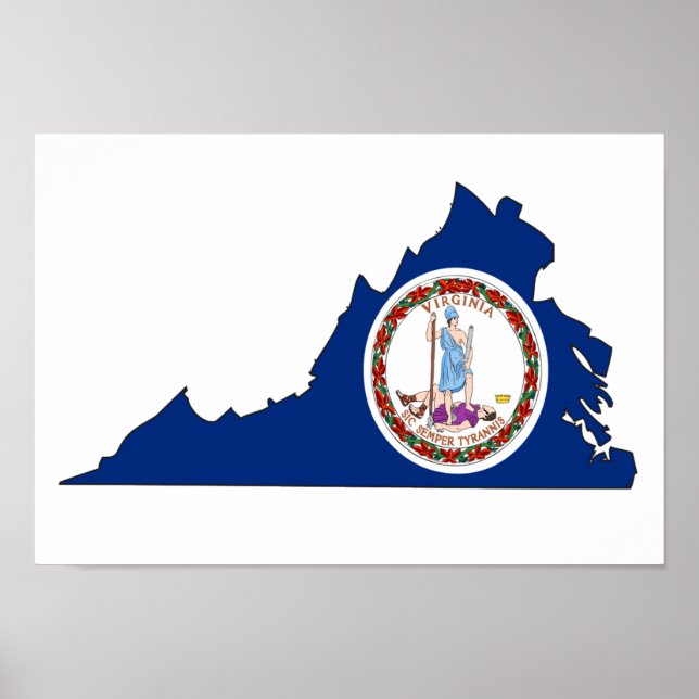 Virginia Flag Map Poster (Front)