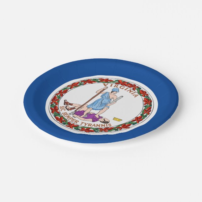 Virginia flag paper plates (Angled)